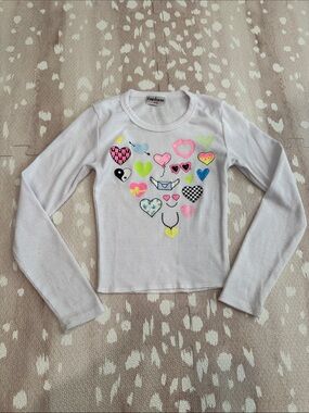 Firehouse XS Heart Graphic Ribbed Long Sleeve Tee Made in NYC Girls 5